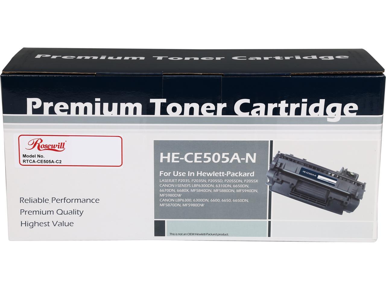 Rosewill Economy Compatible Black Toner Cartridge Replacement for HP 05A CE505A 2,300 Pages Yield