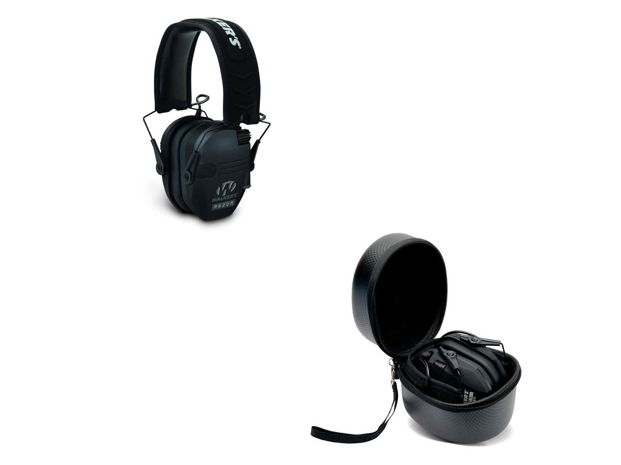 Walker's Razor Slim Shooter Folding Noise Reduction Earmuffs (Black) w/ Case