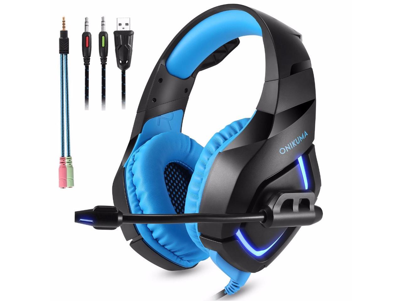 ONIKUMA K1B PS4 Gaming Headphone with Soft Microphone LED Light for PS4 New Xbox One Computer PC Gamer Bass Gaming Headset