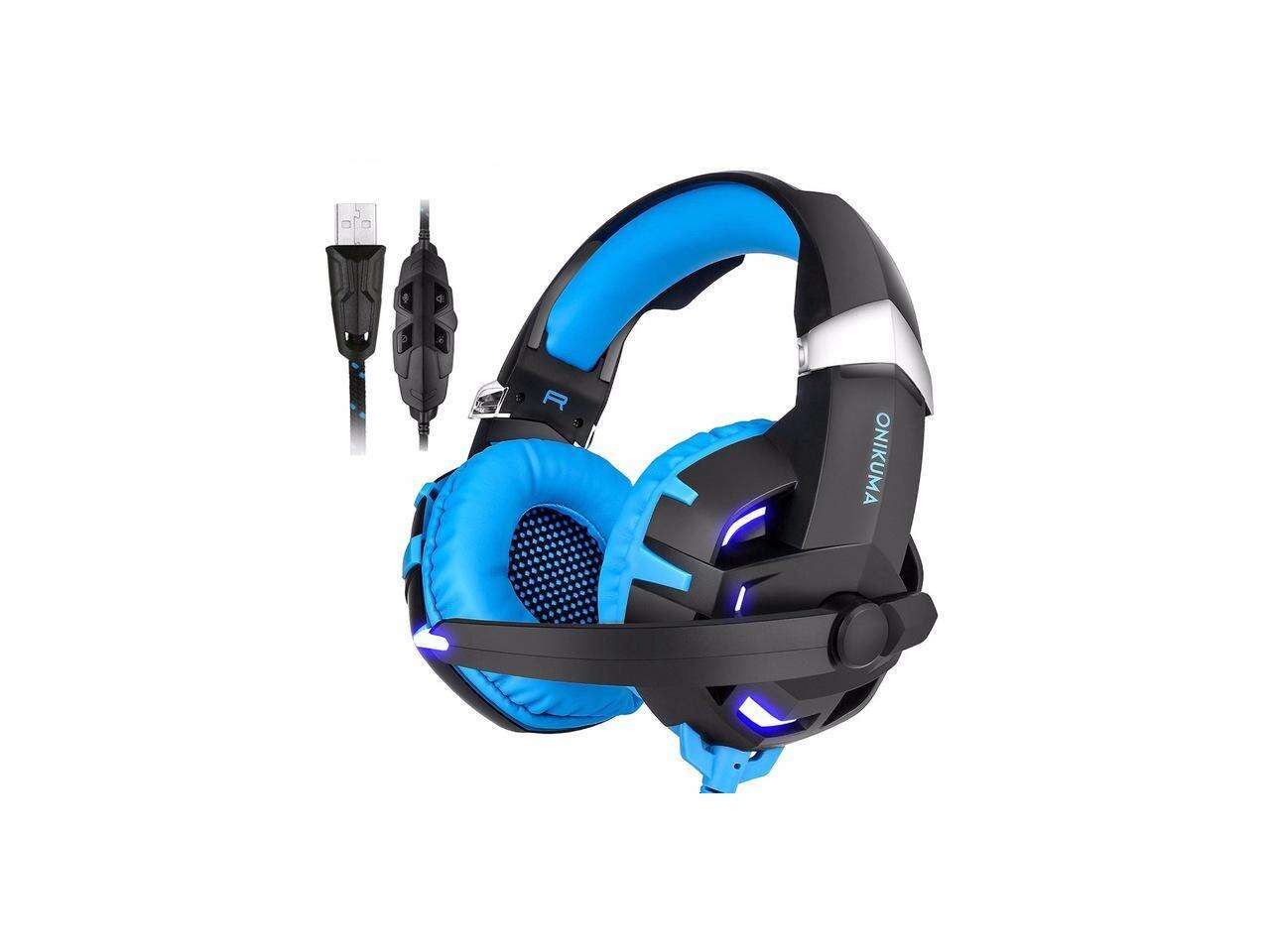 ONIKUMA K2 USB 7.1 Channel Sound Stereo Gaming Headphones Casque Gamer Headset with Mic LED Light for Computer PC Laptop