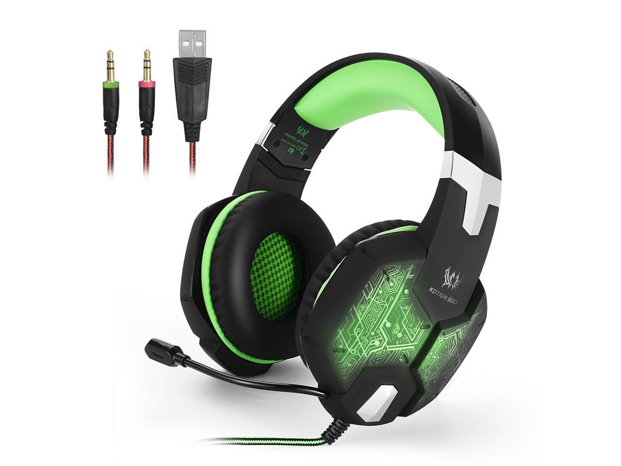 LED gaming headset with microphone PS4 game headphone adjustable heavy bass noise