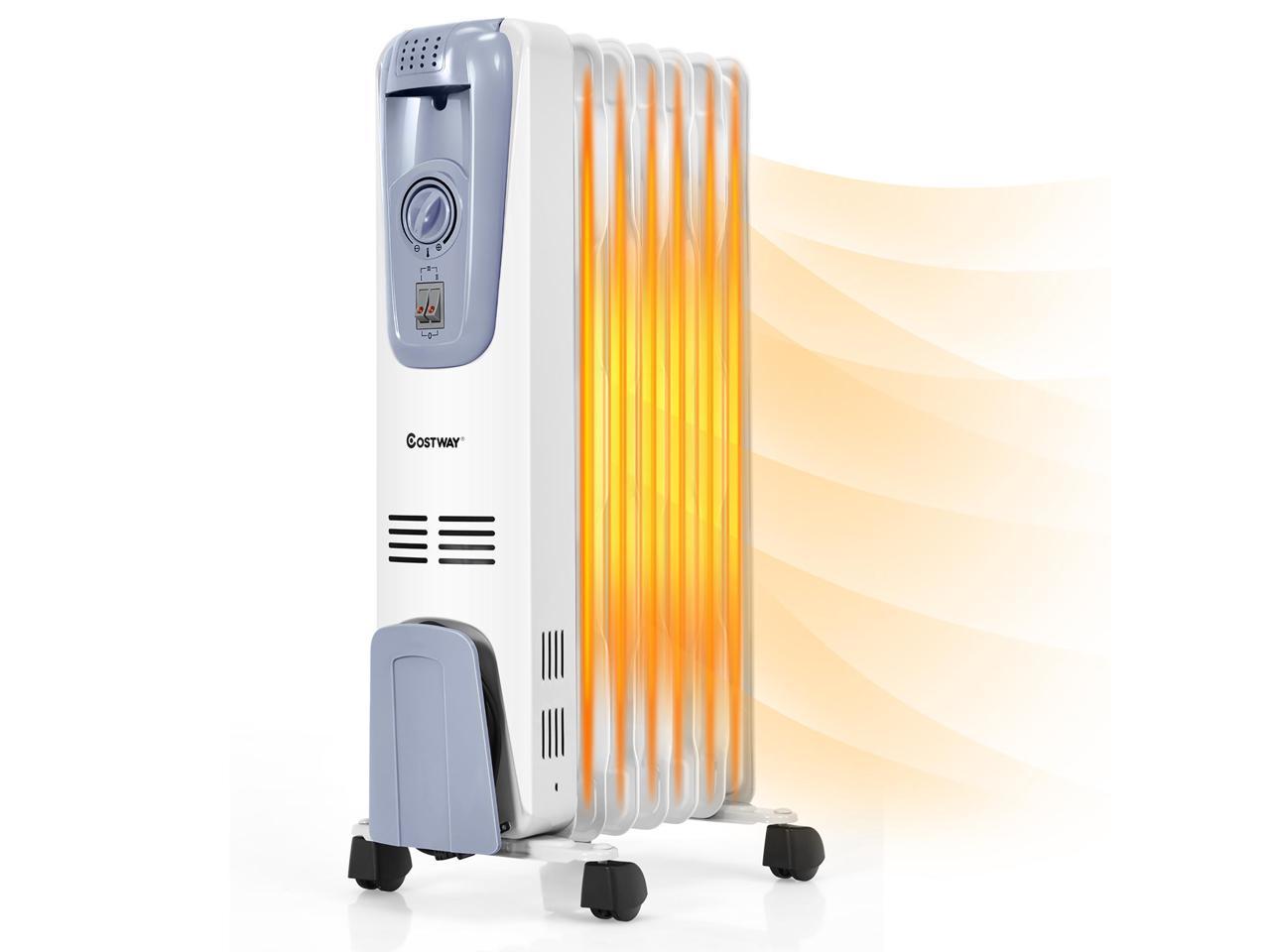 Costway 1500W Electric Oil Filled Radiator Space Heater 7-Fin Thermostat Room Radiant