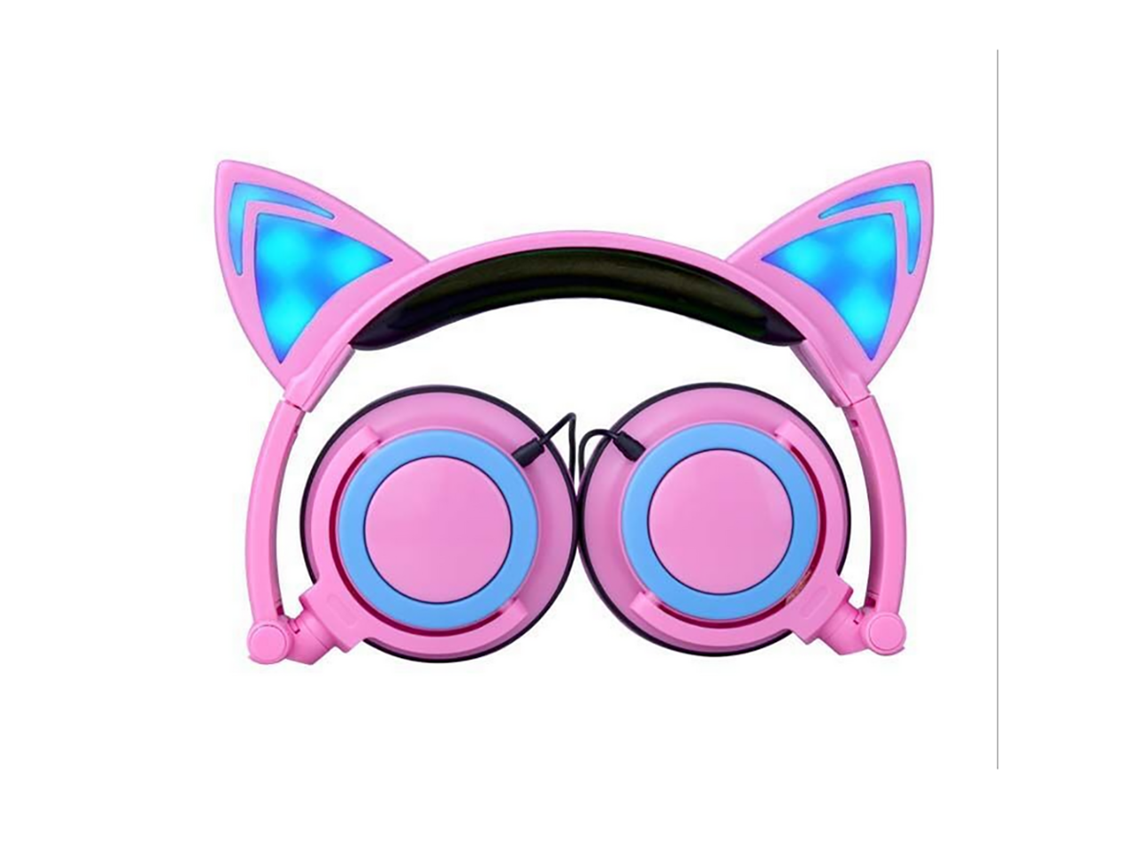 KOMRT Lovely Cat Ear Like Headphone with Blinking LED Lights, Stereo Voice Quality for Computer, Laptop, Cellphone - Pink