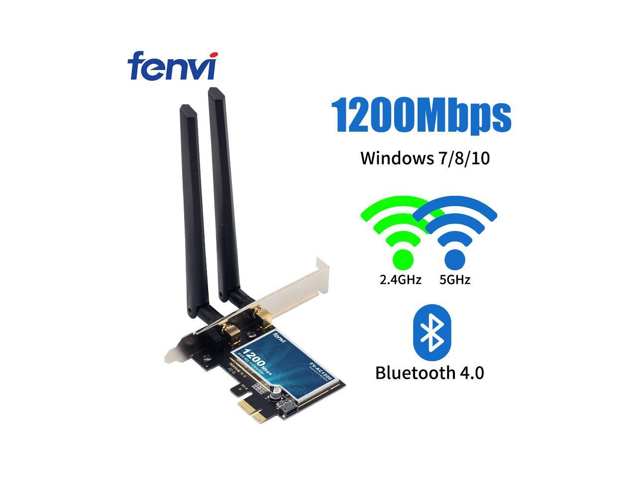 Fenvi AC1200 Wireless PCIe WiFi Card Dual Band PCI Express Wi-Fi Adapter Bluetooth 4.0, Up to 867M(5Ghz), 300Mbps(2.4Ghz), 802.11ac WI-FI BT 4.0 PCIe Network Wlan Adapter For Desktop Windows 7,8,10,11