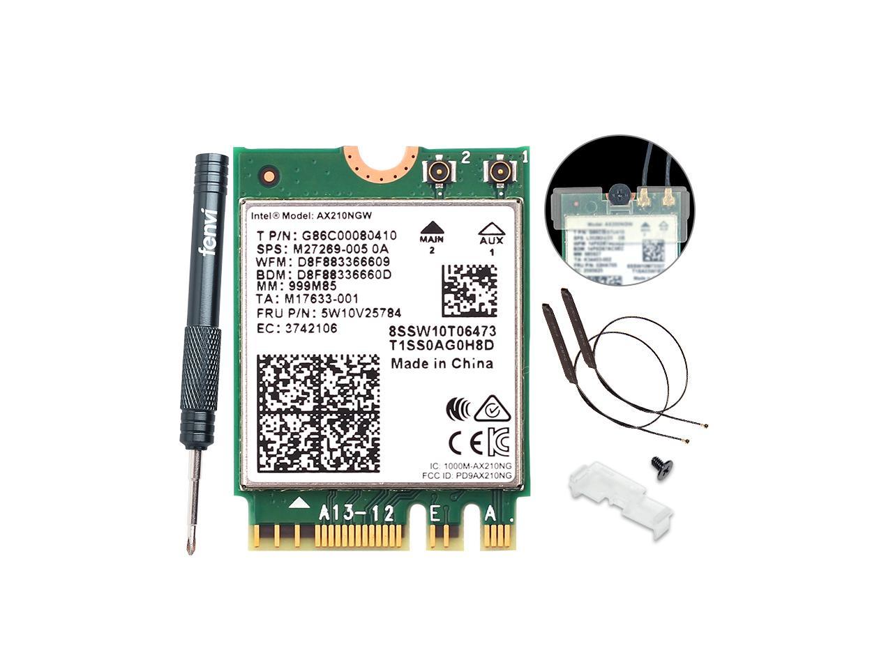 Fenvi Wi-Fi 6E AX210 802.11ax WiFi Card Tri-Band 2400Mbps 5G/6G Wireless Module MU-MIMO for Laptop ,With Intel AX210NGW,Bluetooth 5.3,Internal WiFi Wlan Adapter Support Win 10/11 64bit,M.2/NGFF 2230