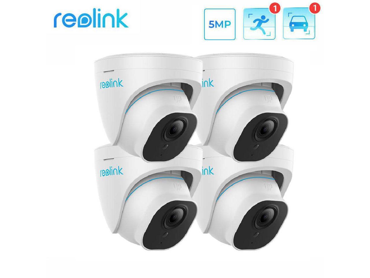 Reolink 4pcs RLC-520A, 5MP Outdoor Security Camera, Smart Human/Vehicle Detection PoE IP Camera, work with Google Assistant, Time-Lapse, 256GB Micro SD Storage for 24/7 Recording (not Included)