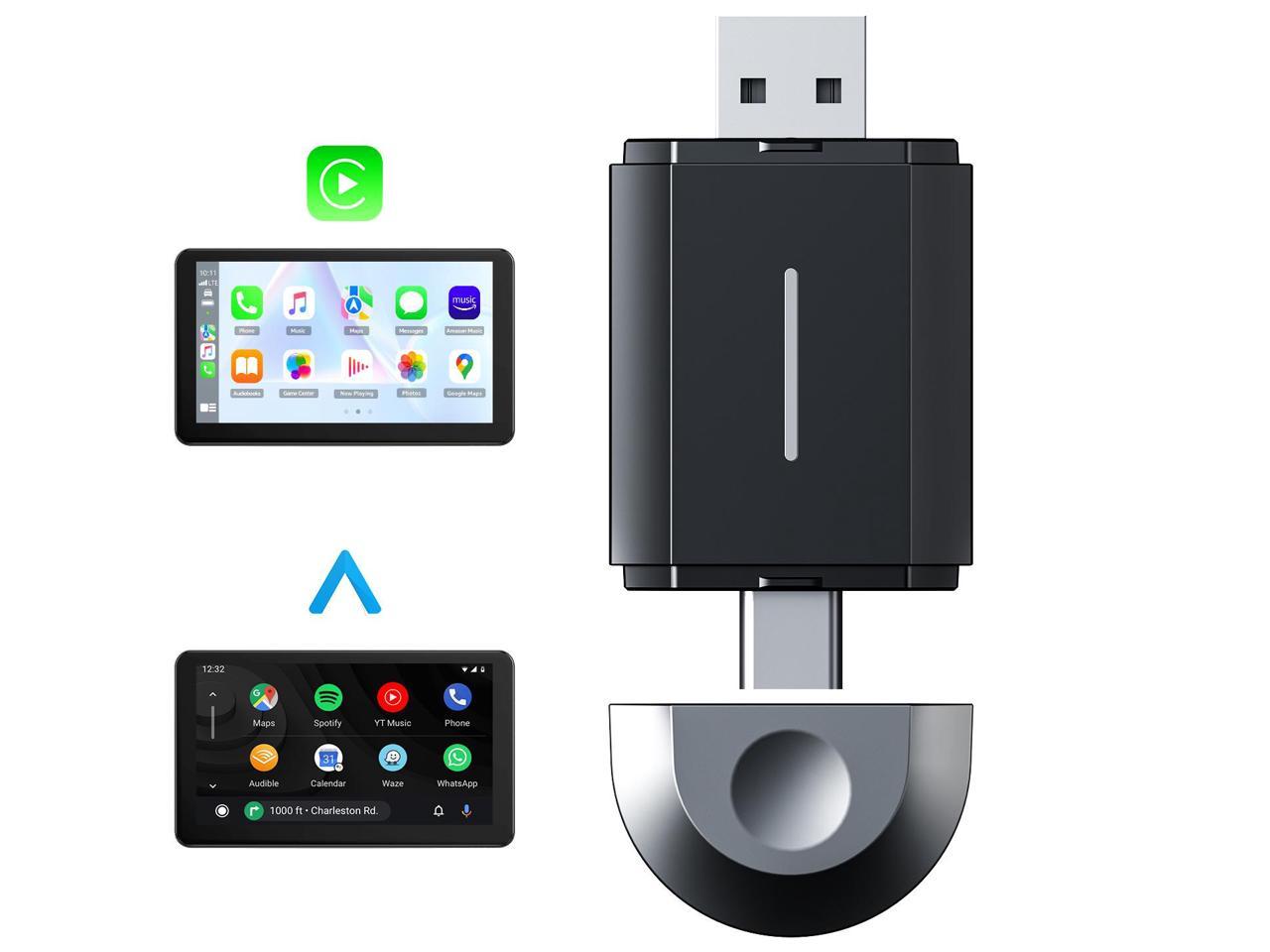 LAMTTO 2 in 1 Wireless CarPlay Adapter Android Auto Wireless Adapter Box, Car Dongle Converts Wired to Wireless Wired CarPlay Cars, Type-C/USB, Plug & Play