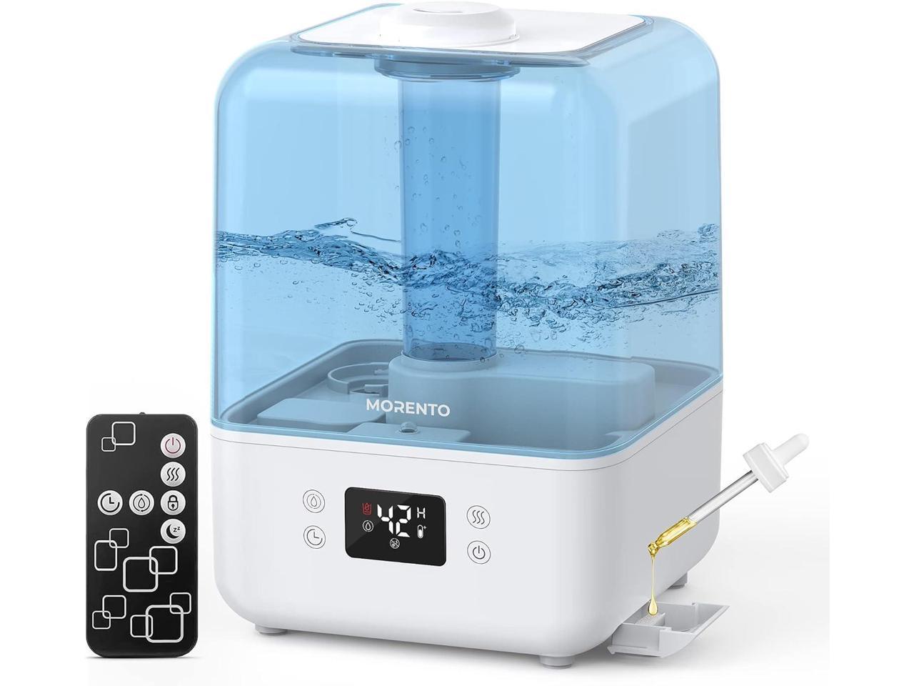 MORENTO Humidifiers for Bedroom, 4.5L Top Fill Humidifiers for Large Room, Cool Mist Humidifiers for Home, Auto Shut-Off, Humidity Setting, Last up to 50Hrs with Night Light, White, 1 Pack