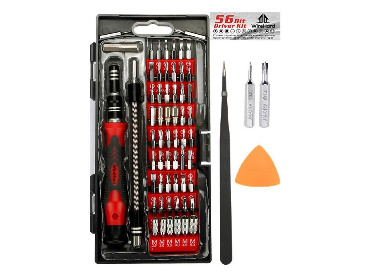 WIREHARD 62 in 1 Precision Screwdriver Set Repair Tool Kit - Magnetic Steel Specialty Bits for All iPhone and Smartphone Models, MacBook, Desktop Laptop Computer, Xbox, PlayStation, Electronics, Toys